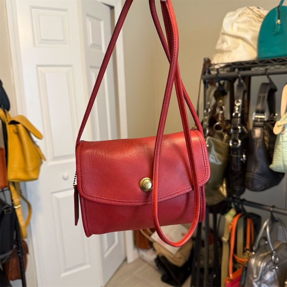 Vintage Coach Chrystie Red Leather Crossbody #9892